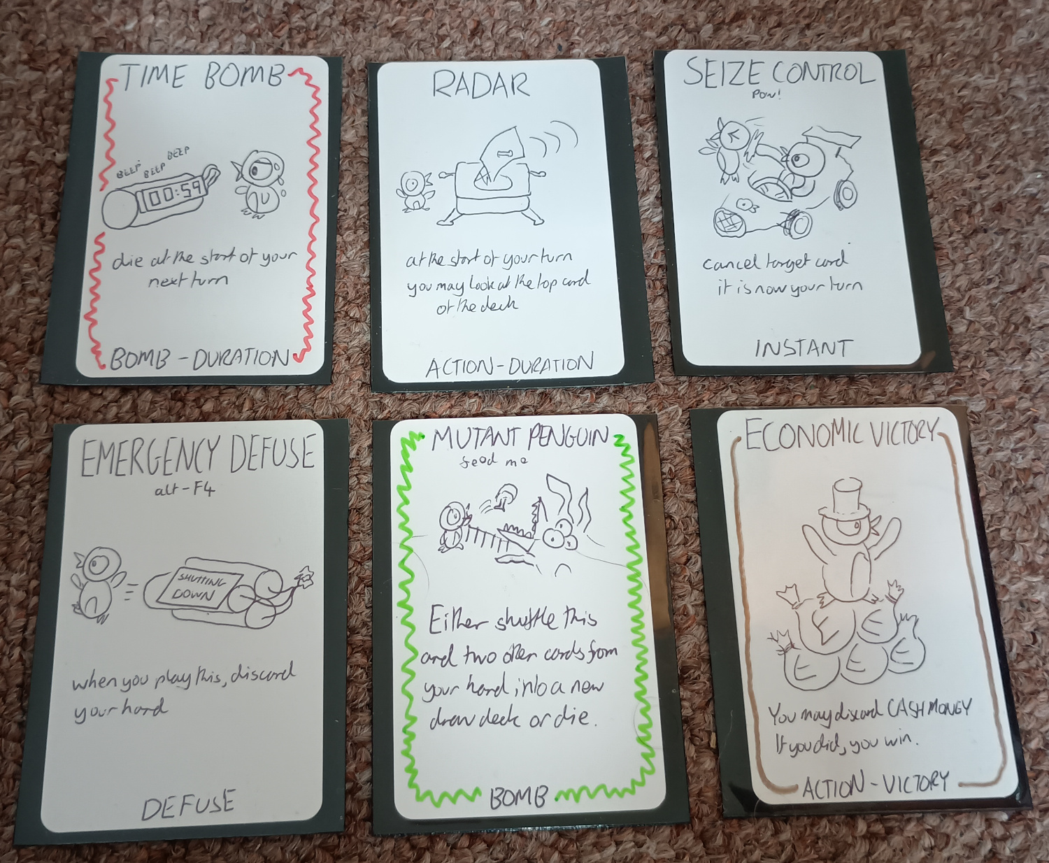 Cards from the game